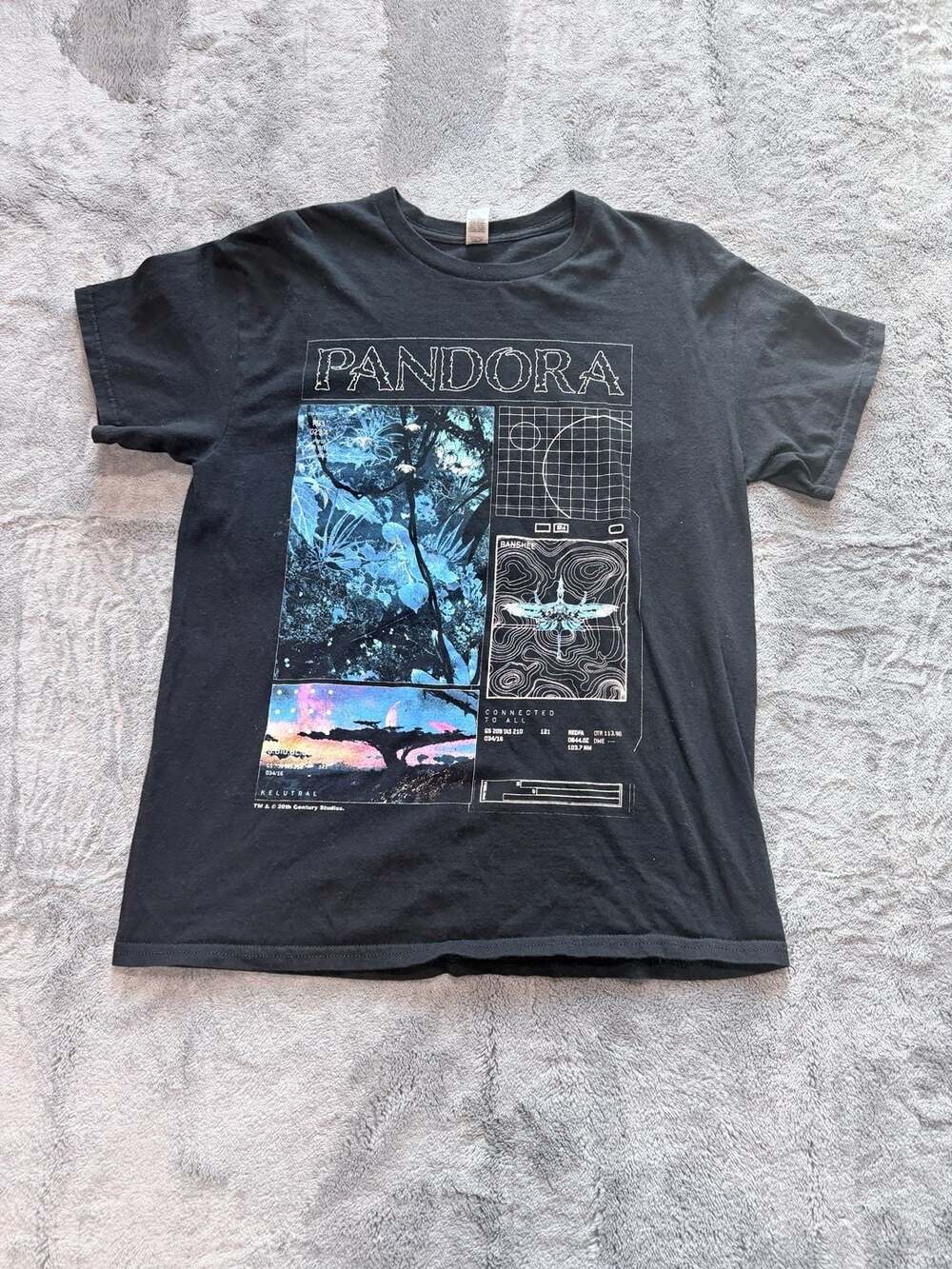 Avatar Pandora Movie Graphic T-Shirt Size M Black Cotton